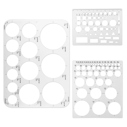 3 Stk. Flexible Kreiszeichnungsschablonen mit Geometrischen Formen, Sechseitige Kunststoff-Messlineale für das Zeichnen von Phyachelo