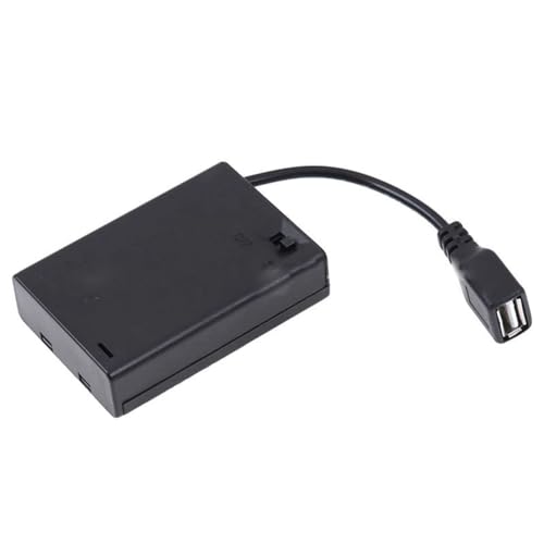 3XAA Batteriefach mit Abdeckung und Schalter, Verbunden mit USB-Weibchen-Anschluss. USB-Weibchen-Steckdose Batteriehalter, Einfach zu Benutzen, Langlebig und Feine Verarbeitung. von Phyachelo