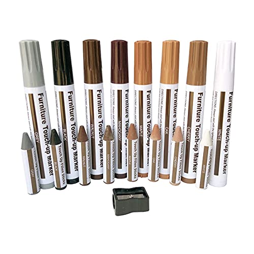 MöBel Reparatur Set Marker - Set mit 17 - Marker und Wachs Stifte mit Anspitzer Set, für Kratzer, BöDen von Phyachelo