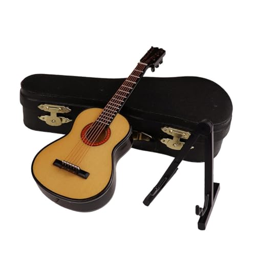 Phyachelo C-Miniaturgitarre mit Ständer und Koffer, Mini-Musikinstrument, Miniatur-Puppenhaus-Modell, Heimdekoration, Langlebig, Einfache Installation von Phyachelo