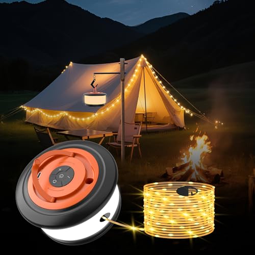Phylosal 10m Camping Lichterkette Aufrollbar, 3 in 1 Outdoor Lichterkette mit 6 Beleuchtungsmodi, LED Tragbare Vielseitige Campinglampe Lichterkette Außen für Camping Hof Garten Häuser Dekoration Phylosal 10m Camping Lichterkette Aufrollbar, 3 in 1 Outdoor Lichterkette mit 6 Beleuchtungsmodi, LED Tragbare Vielseitige Campinglampe Lichterkette Außen für Camping Hof Garten Häuser Dekoration von Phylosal