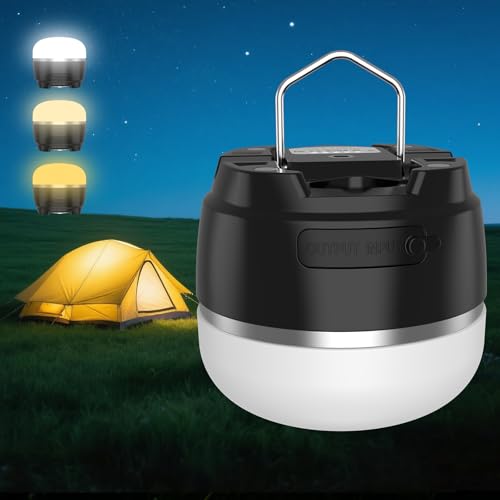 Phylosal LED-Camping-Laterne, wiederaufladbar, 1000 lm, tragbares Zeltlicht mit 3 Farb-Beleuchtungsmodi, Powerbank, wasserdicht, Mini-Taschenlampe mit Magnetfuß für Notfall, Stromausfälle, Wandern von Phylosal