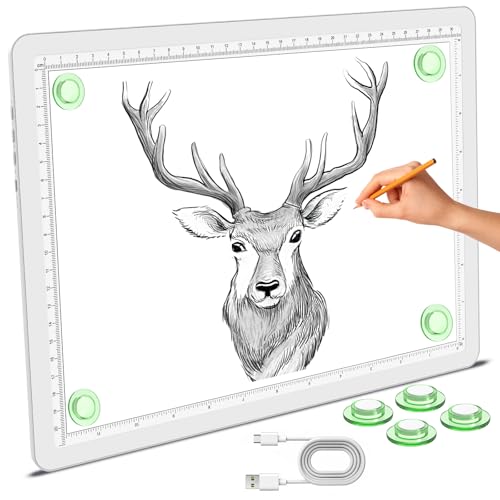 Phylosal Magnetischer A4-Lichtblock, superhelle Lichtbox mit Seitentaste, Diamant-Kunst-Lichttafel, Lightbox zum Nachzeichnen und Zeichnen, USB-Strom-Kunsthandwerk-Lichttisch zum Skizzieren, Jäten von von Phylosal