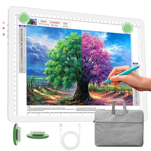 Phylosal Wiederaufladbares A4-Lichtpad mit Tragetasche, ultradünner magnetischer Tracing-Lichtkasten zum Zeichnen, Diamant-Kunstmalerei Leuchttafel mit Seitentaste, superheller Leuchttisch zum von Phylosal