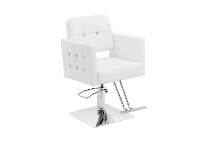 Physa Armlehnstuhl Friseurstuhl mit Fußstütze 45 - 55 cm 150 kg Cottam Barberstuhl weiß von Physa