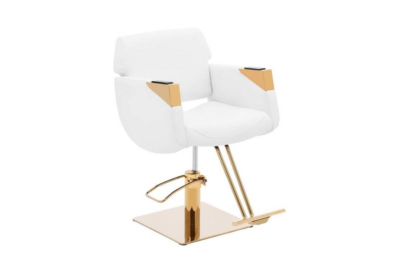Physa Armlehnstuhl Friseurstuhl mit Fußstütze Barber-Stuhl 200 kg Penryn White & Gold von Physa