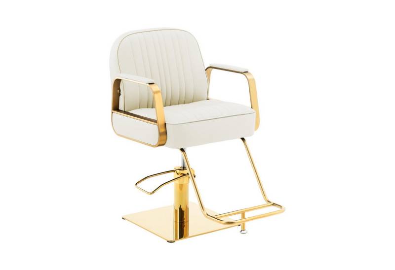 Physa Armlehnstuhl Friseurstuhl mit Fußstütze Barber-Stuhl 200 kg Staunton Creme & Gold von Physa