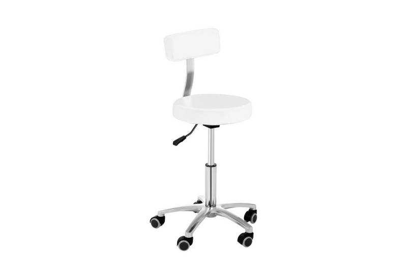 Physa Drehstuhl Rollhocker mit Lehne Drehhocker Arbeitshocker Praxis Weiß 150 kg von Physa