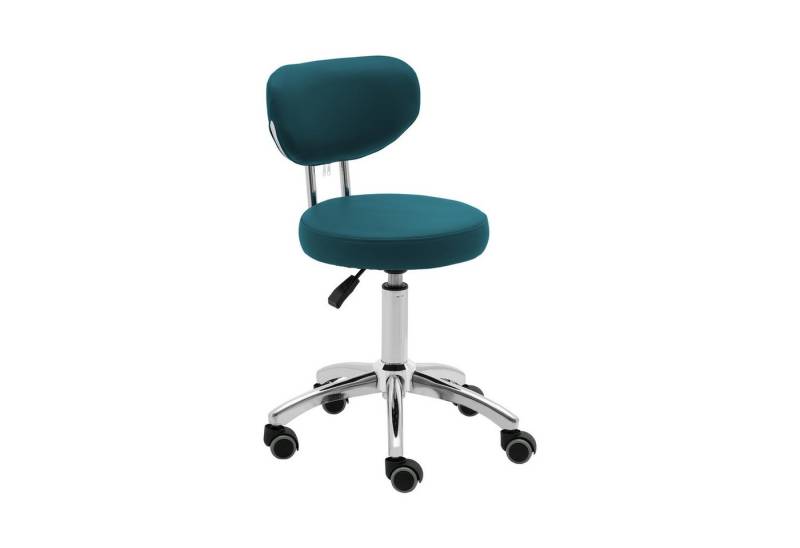 Physa Drehstuhl Rollhocker mit Rückenlehne Friseurhocker Kosmetikhocker 150 kg türkis von Physa