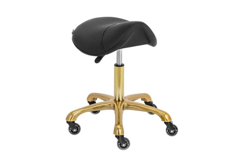Physa Drehstuhl Sattelhocker schwarz/golden ergonomischer Rollhocker 57 - 75 cm von Physa