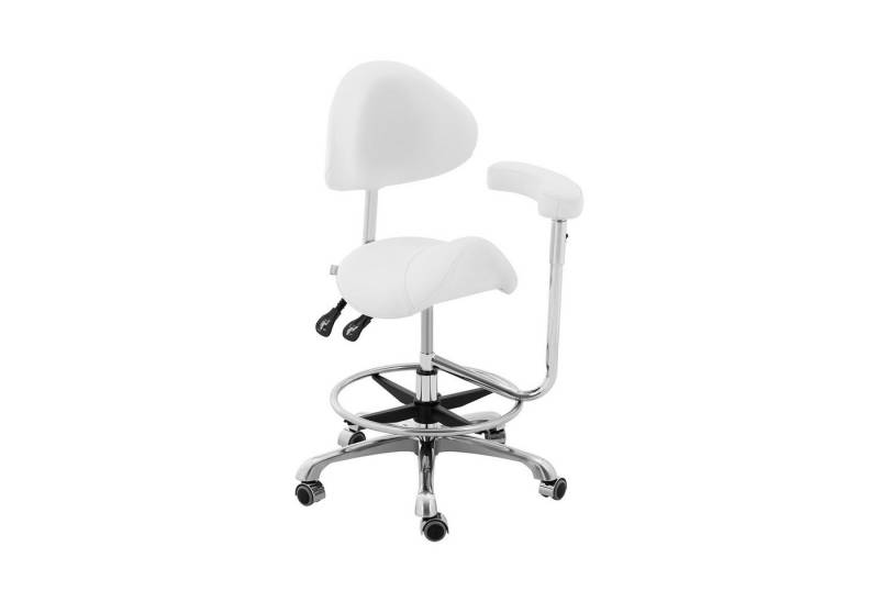Physa Drehstuhl Sattelstuhl Sattelhocker mit Lehne Rollhocker Braun höhenverstellbar von Physa