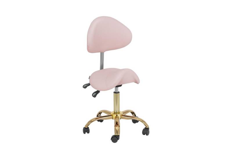 Physa Drehstuhl Sattelstuhl Sattelhocker mit Lehne Rollhocker Rosa/Golden von Physa