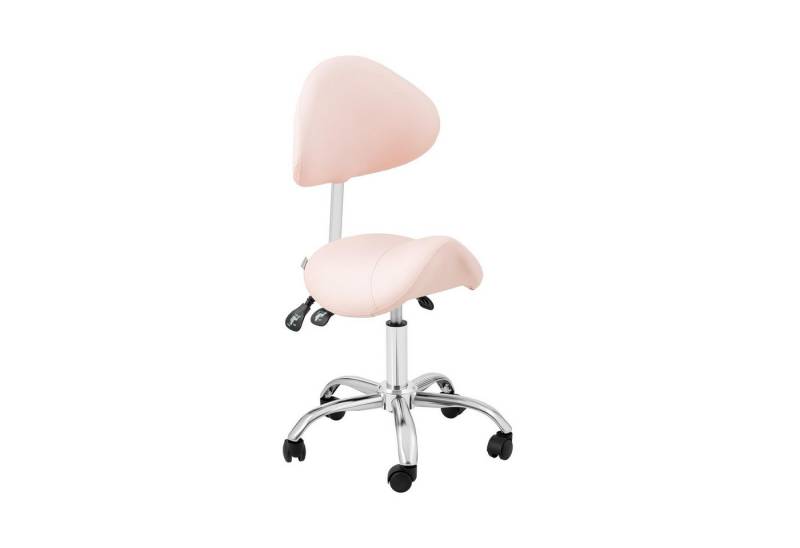 Physa Drehstuhl Sattelstuhl Sattelhocker mit Lehne Rollhocker Rosa & Silbern von Physa