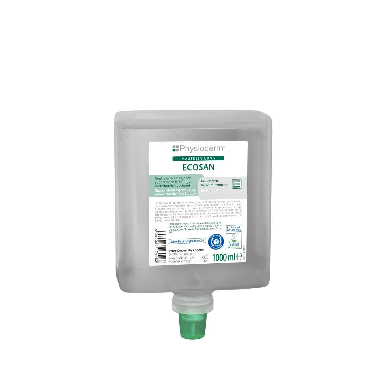 PHYSIODERM Handreiniger Ecosan, Handwaschlotion, für leichte Verunreinigungen Inhalt:1 Liter Neptuneflasche von Physioderm