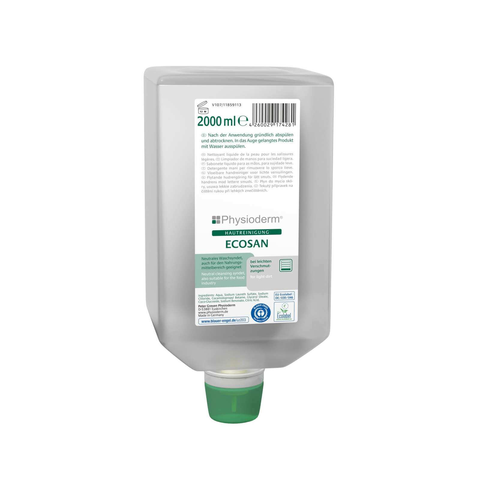 PHYSIODERM Handreiniger Ecosan, Handwaschlotion, für leichte Verunreinigungen Inhalt:2 Liter von Physioderm