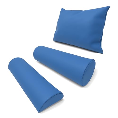Physiofit24 Lagerungsset Atoll BLAU Halbrolle + Rolle + Kopfkissen Made IN Germany (Knierolle/Nackenrolle) (Atoll Blau) von Physiofit24