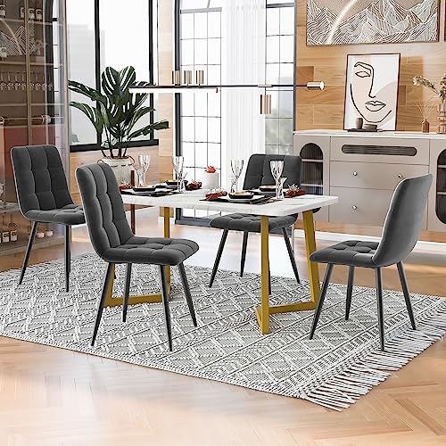 Physport 117cm Esstisch mit 4 Stühlen Set, Rechteckiger Esstisch Moderner Küchentisch Set,Esszimmerstuhl Dunkelgrau Samt Küchenstuhl,Golden Tischbeine Physport 117cm Esstisch mit 4 Stühlen Set, Rechteckiger Esstisch Moderner Küchentisch Set,Esszimmerstuhl Dunkelgrau Samt Küchenstuhl,Golden Tischbeine von Physport