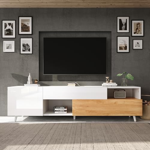 Physport 180 * 38 * 50cm Fernsehschrank, Lowboard Schrank mit unterer Tür und 1 Schublade,TV-Schrank mit 7 Ablagefächern,Geeignet für Fernseher um die 75 Zoll Physport 180 * 38 * 50cm Fernsehschrank, Lowboard Schrank mit unterer Tür und 1 Schublade,TV-Schrank mit 7 Ablagefächern,Geeignet für Fernseher um die 75 Zoll von Physport