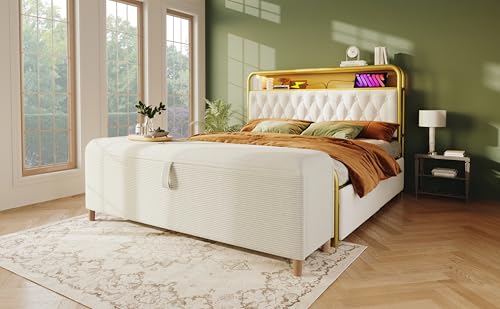 Physport Bettbank mit Stauraum, 165 x 38 cm Bettbank, Polsterbank mit Hydraulischem Stauraum, Aufbewahrungsbox, Geeignet für Schlafzimmer, Wohnzimmer und Flur, Beiger Cord-Optik. Physport Bettbank mit Stauraum, 165 x 38 cm Bettbank, Polsterbank mit Hydraulischem Stauraum, Aufbewahrungsbox, Geeignet für Schlafzimmer, Wohnzimmer und Flur, Beiger Cord-Optik. von Physport