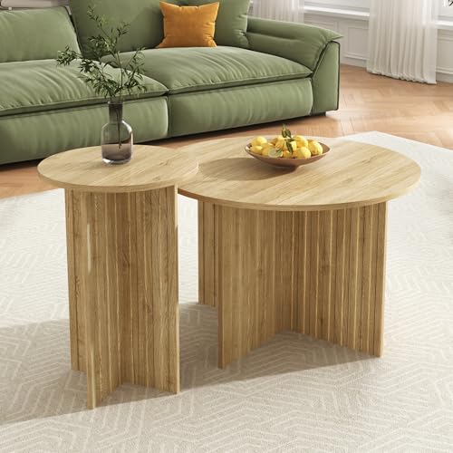 Physport Modernes 2-teiliges Holz-Nest-Tisch-Set – Runde Couchtische & Kaffeetische im skandinavischen Design, platzsparend & vielseitig, stabile MDF/PB Bauweise Physport Modernes 2-teiliges Holz-Nest-Tisch-Set – Runde Couchtische & Kaffeetische im skandinavischen Design, platzsparend & vielseitig, stabile MDF/PB Bauweise von Physport