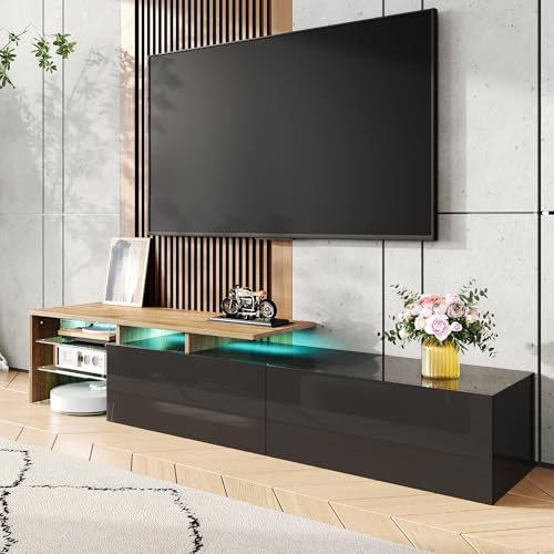 Physport Modernes TV-Schrank-Design: stilvoll und elegant, praktischer Stauraum, Hochglanzschwarz, Holzoptik, Glasböden, LED-Beleuchtung Physport Modernes TV-Schrank-Design: stilvoll und elegant, praktischer Stauraum, Hochglanzschwarz, Holzoptik, Glasböden, LED-Beleuchtung von Physport
