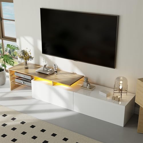 Physport Modernes TV-Schrank-Design: stilvoll und elegant, praktischer Stauraum, Hochglanzweiß, Holzoptik, Glasböden, LED-Beleuchtung Physport Modernes TV-Schrank-Design: stilvoll und elegant, praktischer Stauraum, Hochglanzweiß, Holzoptik, Glasböden, LED-Beleuchtung von Physport