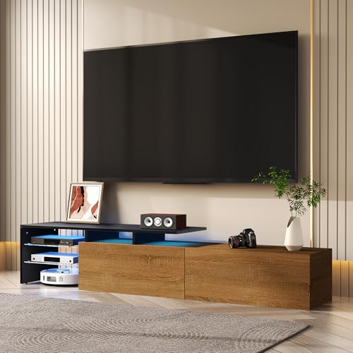 Physport Modernes TV-Schrank-Design: stilvoll und elegant, praktischer Stauraum, schwarz, Holzoptik, Glasböden, LED-Beleuchtung Physport Modernes TV-Schrank-Design: stilvoll und elegant, praktischer Stauraum, schwarz, Holzoptik, Glasböden, LED-Beleuchtung von Physport