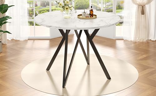 Physport Runder Esstisch, Küchen-Esstisch, runder Couchtisch für 4 Personen, geeignet für Esszimmer, Wohnzimmer, stilvolle Tischbeine aus Metall, Tischplatte aus MDF-Marmor, schwarz Physport Runder Esstisch, Küchen-Esstisch, runder Couchtisch für 4 Personen, geeignet für Esszimmer, Wohnzimmer, stilvolle Tischbeine aus Metall, Tischplatte aus MDF-Marmor, schwarz von Physport
