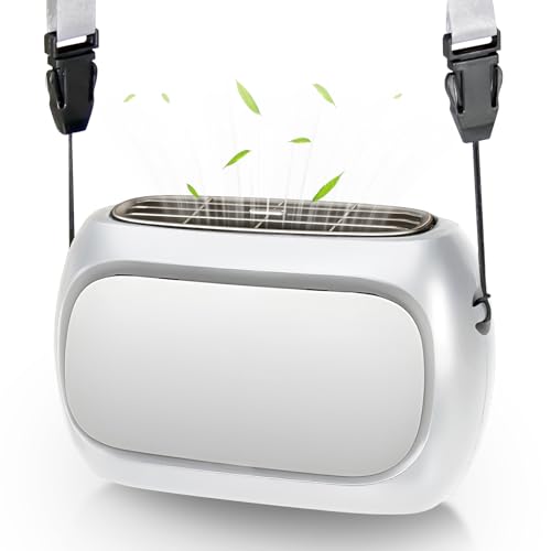 PiKaPiKaP Verbesserter Tragbarer 3-in-1-Nackenventilator, Kleiner Persönlicher Handventilator, Tischventilator, Wiederaufladbar über USB, für Reisen, Zuhause, Büro, Outdoor(Weiß) von PiKaPiKaP