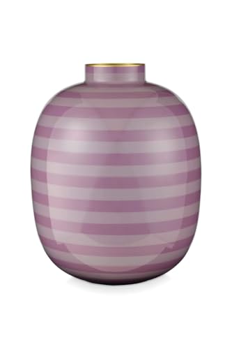 Pip Studio Metall Vase Stripes Lila 32cm von Pip Studio
