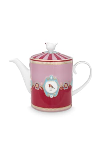 Pip Studio Love Birds Medallion Teekanne rot/pink 1,3l von Pip Studio