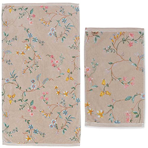 PIP Studio 1 Paar Frottee-Handtücher Les Fleurs-Beige von PiP Studio