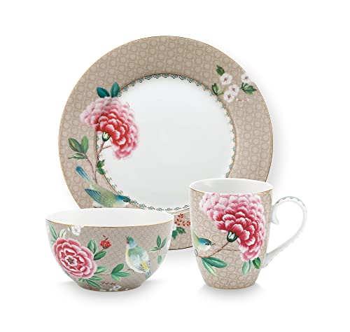 PiP Studio 3er Frühstücks-Set Blushing Birds | Khaki von Pip Studio