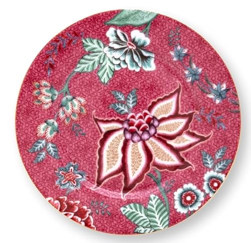 PiP Studio 51001294 Flower Festival Gebäckteller dark pink 17 cm (1 Stück) von PiP Studio