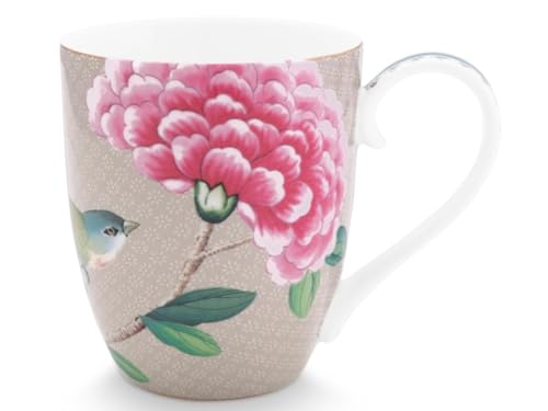 PIP STUDIO 51002367 Blushing Birds Henkelbecher XL khaki 0,45 l (1 Stück) von Pip Studio