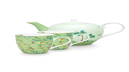 PiP Studio 51020153 Jolie Flowers Green Teeset groß Set3 (1 Set) von PiP Studio