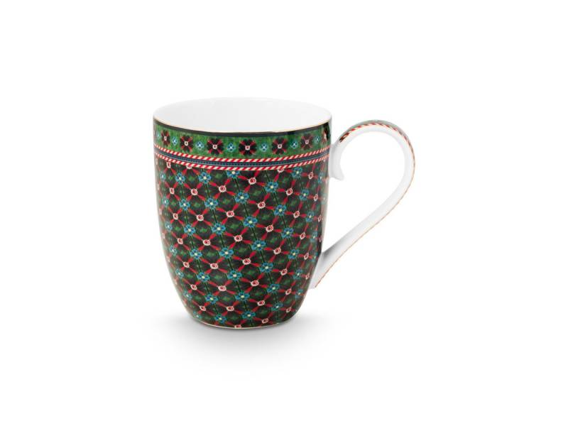 PiP Studio Becher Berry Blues Henkelbecher XL clover green 450ml, Porzellan von PiP Studio