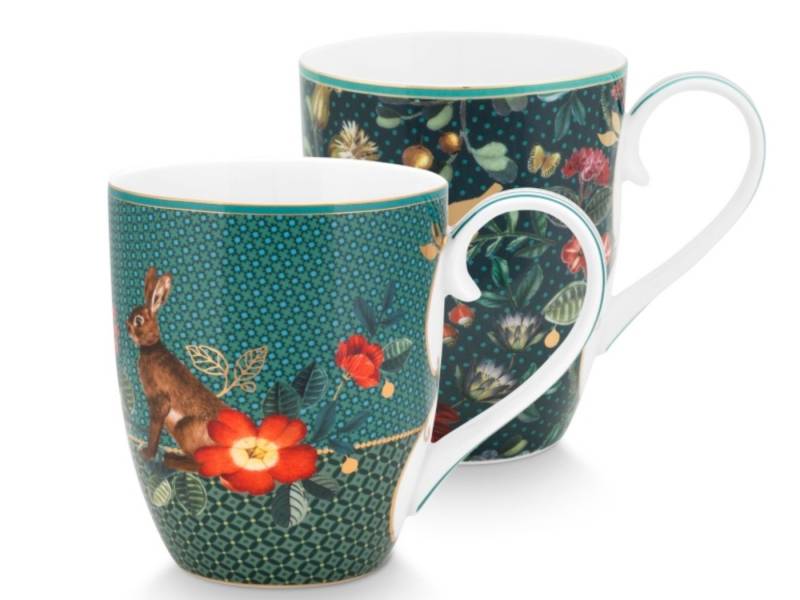 PiP Studio Becher Winter Wonderland Henkelbecher 450 ml Set2, Porzellan, Set/2 Mugs XL Winter Wonderland 450ml von PiP Studio