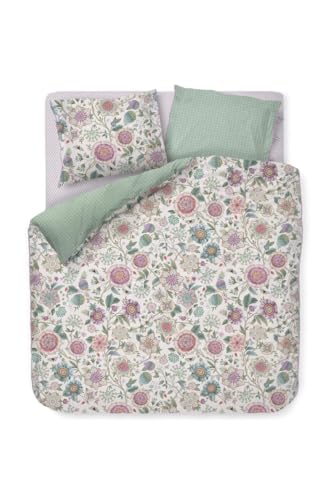 Pip Studio Bettwäsche Viva Las Flores Weiß Perkal Blüten Knospen Beeren Schmetterlinge Stiele, Größe:135 cm x 200 cm von Pip Studio