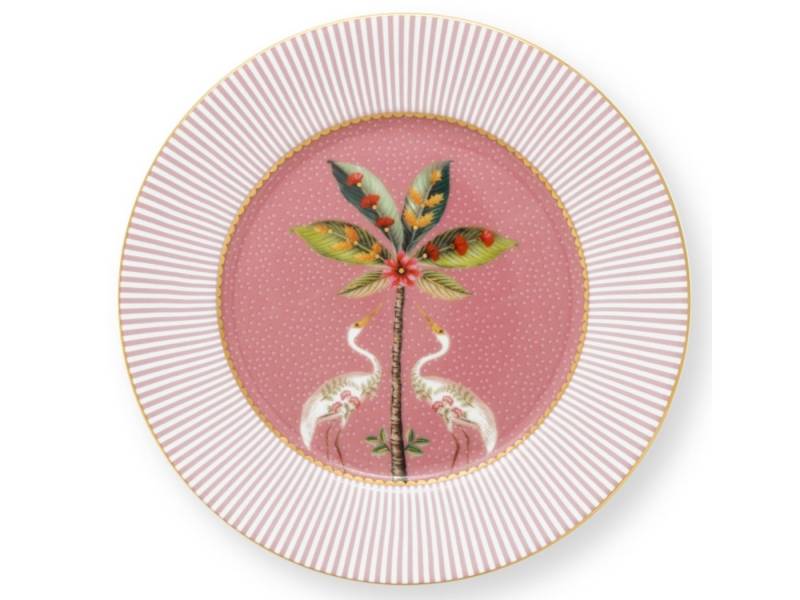 PiP Studio Brotteller La Majorelle Brotteller pink mit Palme 17 cm, Plate La Majorelle Pink 17cm von PiP Studio