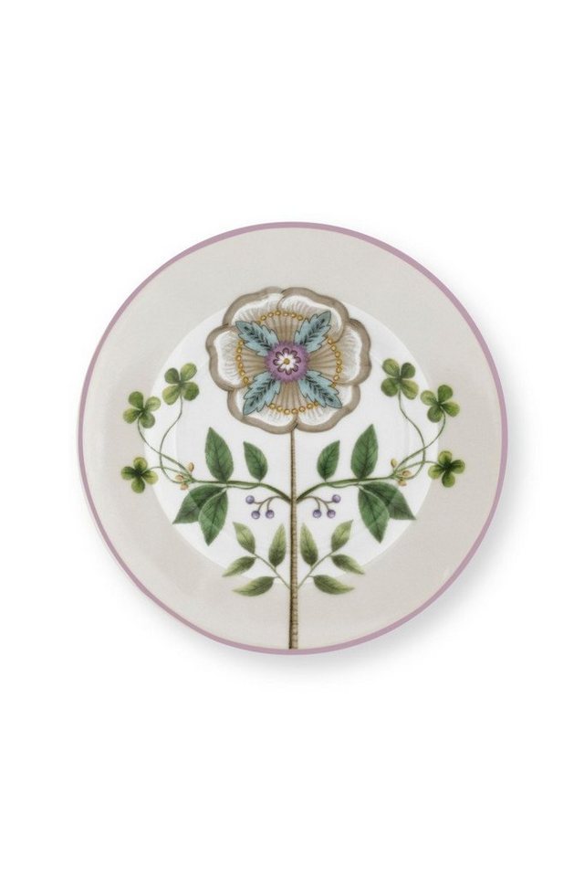 PiP Studio Brotteller Lily&Lotus Petit Four Teller weiss/lila12cm, Petit Four Lily&Lotus Off White 12cm von PiP Studio