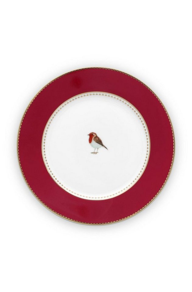 PiP Studio Brotteller Love Birds Brotteller rot 17cm, Plate Love Birds Red 17cm von PiP Studio