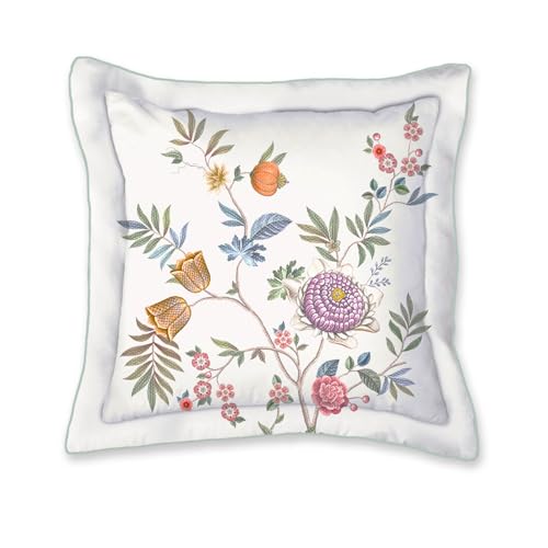 PiP Studio Dekokissen Il Paradiso Weiß Perkal Blumen Blüten Blätter Geblümt Muster Weiß Grün Wendeoptik, Größe:45 x 45 cm von Pip Studio