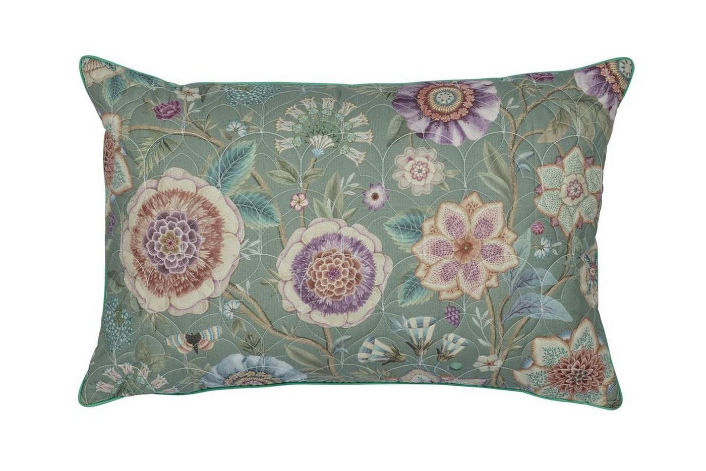 PiP Studio Dekokissen Viva Las Flores Quilted Cushion_Green_UV_UV_45x70 1 Zierkissen 45 x 70, Dekokissen Couch kissen Sofa Kissen von PiP Studio