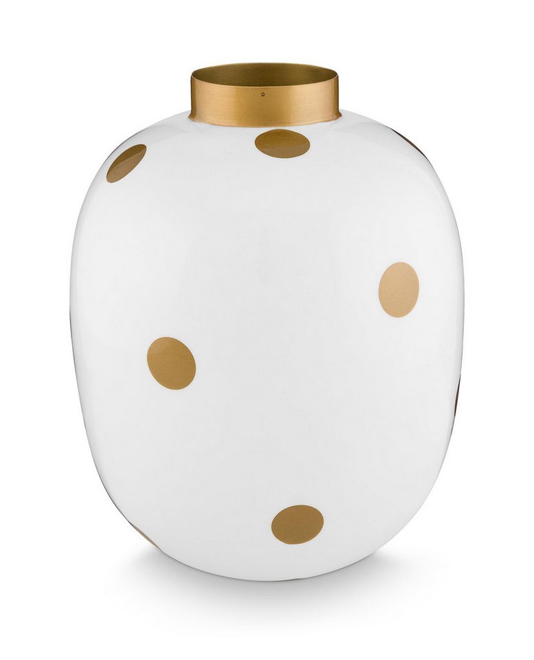 PiP Studio Dekovase Pip Studio Metall Vase Punkte Dot Delight, Weiss-Gold von PiP Studio