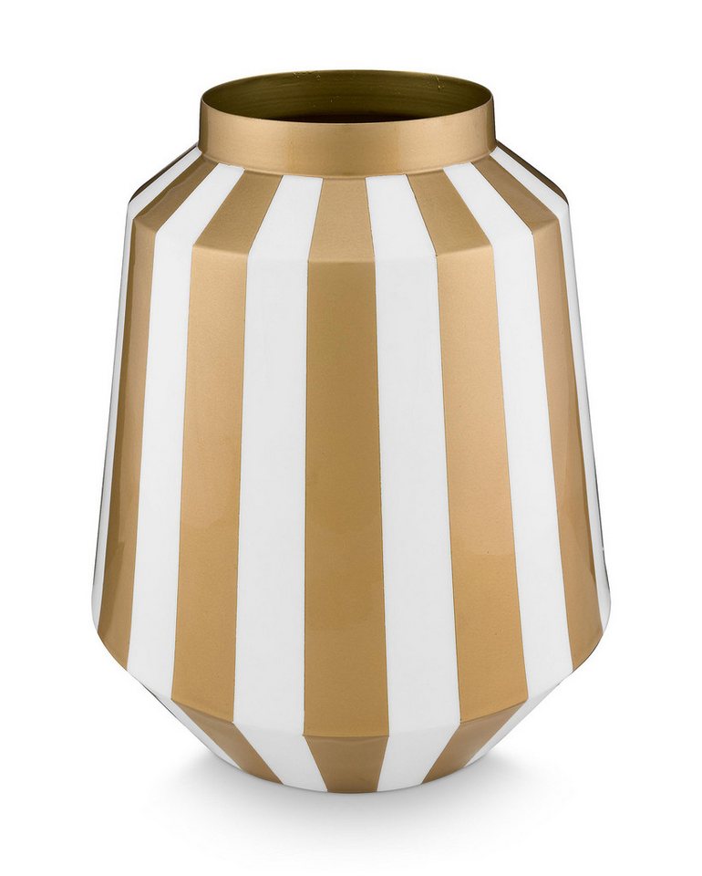 PiP Studio Dekovase Pip Studio Metall Vase Streifen Royal Dot Delight, Weiss-Go von PiP Studio