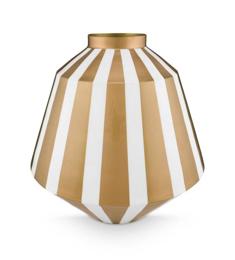 PiP Studio Dekovase Pip Studio Metall Vase Streifen Royal Dot Delight, Weiss-Go von PiP Studio