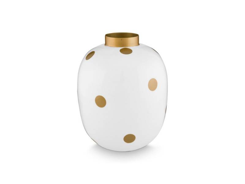 PiP Studio Dekovase Vase Metall Dots weiß-gold 32cm (Vasen) von PiP Studio