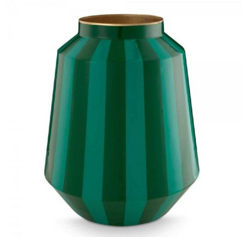 PiP Studio Dekovase Vase Metall Stripes Green (29cm) von PiP Studio