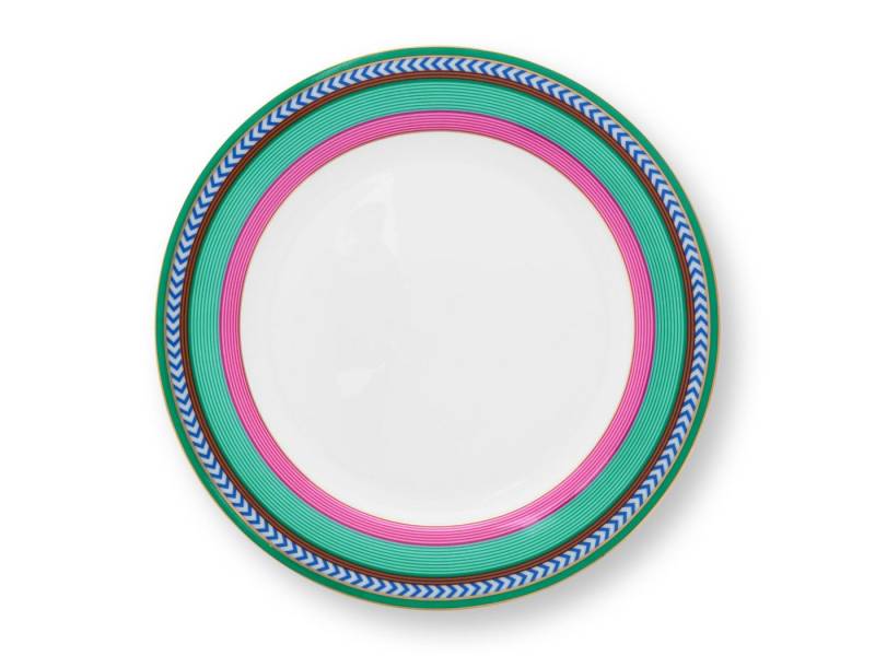 PiP Studio Frühstücksteller Chique Stripes Frühstücksteller pink-green 23cm, Plate Chique Stripes Pink-Green 23cm von PiP Studio